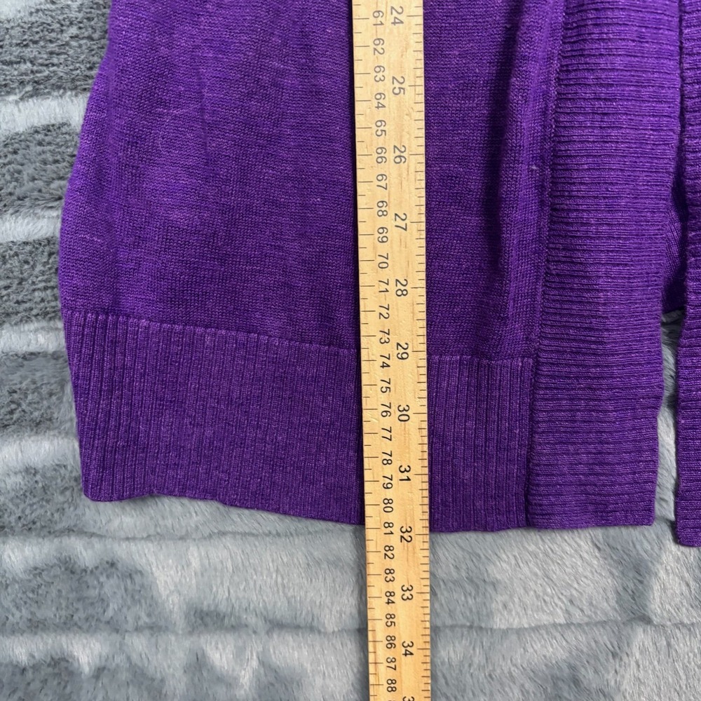 Kasper Womens Purple Open Front Longline Cardigan Sweater Size L 3/4 Sleeve - Picture 3 of 6